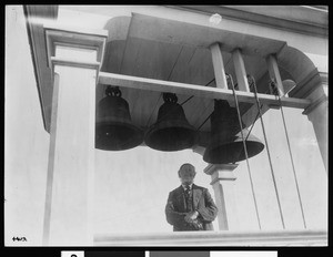 Bell tower of Mission San Luis Obispo de Tolosa, ca.1908