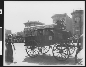 Spanish American War Red Cross volunteers on parade in San Francisco, ca.1898