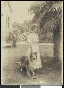 Portrait of Lady Bellhaven, and the smartest Scotch Collie in California, Alhambra