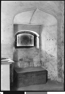 Window in cloister at Mission San Fernando, 1896