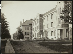 Exterior view of dormitories at the University of Oregon in Eugene