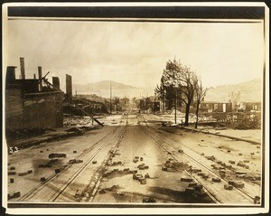 San Francisco earthquake damage, looking toward the Bay and Goat Island, 1906