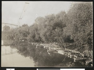 Boats moored on the Russian River in Healdsburg