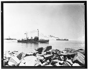 U.S. Revenue Cutter ship "Tajoe" leaving the Los Angeles Harbor, June 1929