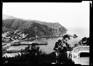 View of Avalon Bay from William Wrigley's home on Catalina Island, January 14, 1928