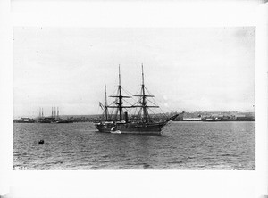 Navy training ship U.S.S. Ranger in San Diego harbor, ca.1884-1885