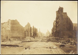 San Francisco earthquake damage, showing ruins of the Orpheum and Alcazar Theaters, 1906
