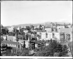 Panoramic view of Los Angeles, looking north from a building on the corner of Hill Street from 6th Street, 1913