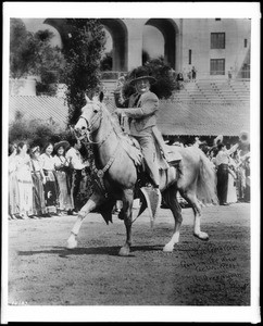 Santa Barbara Sheriff E.W. Bisealuz(?) riding in a Fiesta celebration, 1938