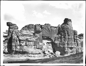 Scuplted rock walls of the Mesa Encantada, Acoma, ca.1900