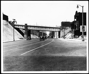 Grade separation (1st St. bridge) over FigueroaSt. in Los Angeles, ca. 1940