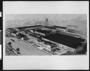 Exterior drawing of Axelson Machine company building, ca.1925