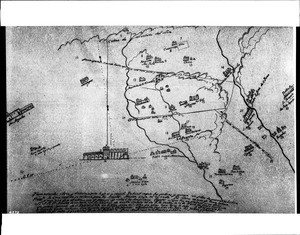 Redrawn map (from about the 1840's or early 1850's) of altar stations from Mission San Gabriel, California