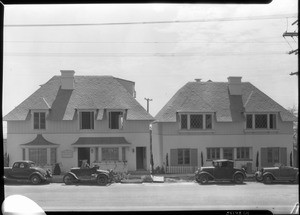 Exterior view of the offices of Hoffman-Schlager, Incorporated and David C. Werner, Incorporated on Sunset Boulevard, ca.1935