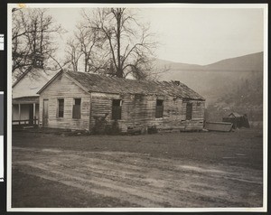 Exterior view of the original Coloma school house, ca.1930