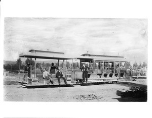 Cable car at end of the Boyle Heights line on First Street and Cemetery, ca.1890