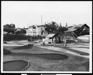 Several holes on a miniature golf course, ca.1930