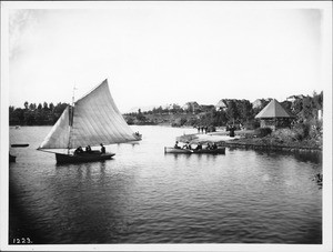 Westlake Park (later MacArthur Park) looking west from Alvarado Street, Los Angeles, ca.1900