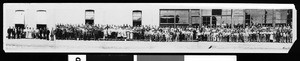 Group portrait of manufacturing and office staffs of "Tourist" automobile at Tenth Street and Main Street, 1907