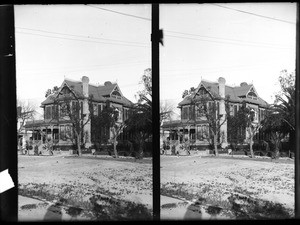 Two identical exterior views of the Banning Residence on Fort Moore Hill in Los Angeles, ca.1900