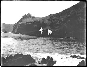 Laguna Beach surf and the rock arches at Capistrano Beach, "The Lady of the Sea", 1910