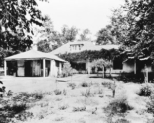 Exterior view of the Purcell adobe at 328 North Mission Road as seen from the rear, San Gabriel, ca.1930