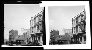 View of the corner of New High Street and Temple Street in Los Angeles, ca.1930