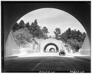 Automobile between the Figueroa Street Tunnels