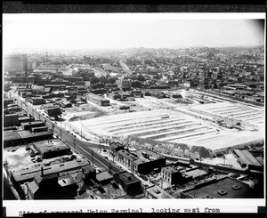 Birdseye view of the proposed site for Union Station in Los Angeles, August 27, 1935