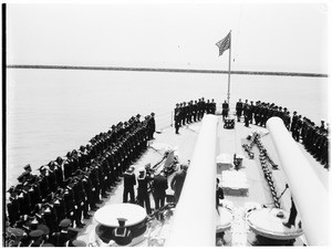 Ceremony on the fantail of a battleship