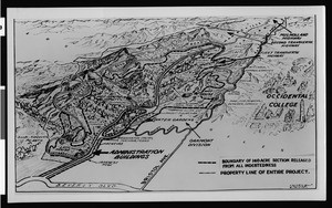 Map of the California Botanic Gardens, showing Occidental College