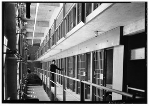 Interior view of jail cells at Los Angeles Harbor, 1938