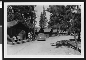 Exterior view of Paramount Lodge cabins at Big Bear Lake, ca.1950