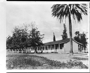 Exterior view of the Adobe Los Encinos Rancho near Ventura Boulevard, Los Angeles