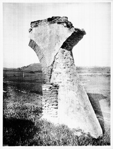 Ruins of a corner arch at Mission Santa Inez, ca.1906
