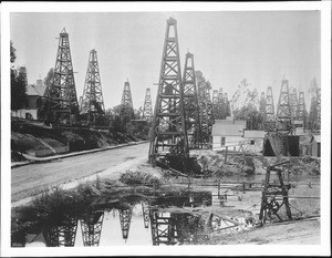 The first oil district in Los Angeles, Toluca Street, ca.1895-1901