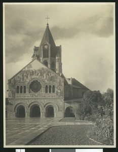 Exterior view of the Leland Stanford Memorial Church at Stanford University, before the earthquake in April of 1906, ca.1900