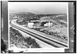 View of Roosevelt Coast Highway at Malibu coast beaches, 1929