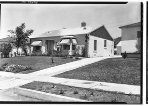 Exterior view of houses on an unidentified residential street in Los Angeles