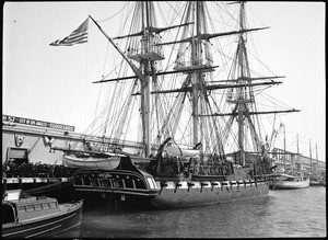 Ship U.S.S. Constitution, or "Old Ironsides", docked in Los Angeles