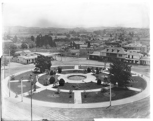 View of the Los Angeles Plaza from the Brunswig building toward the Lugo House, ca.1890-1895