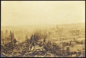 San Francisco earthquake damage, showing the business district from Nob Hill, 1906