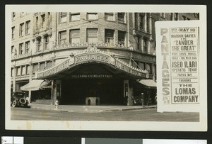 Exterior view of the Pantages Theater in San Diego, ca.1920