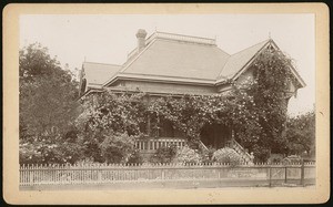 Exterior view of an ivy-covered bungalow in Los Angeles, ca.1900-1909