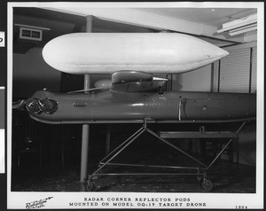 Radar corner reflector pods mounted on a target drone, ca.1950