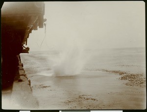 View of work being done on the breakwater at Los Angeles Harbor, 1900-1910