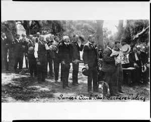 Sunset Club band performing for members at a Santa Barbara outing, ca.1915