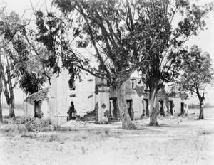 Exterior view of the ruins of Andrés Pico's home, near mission, San Fernando Valley, ca.1915