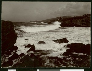 View of Laguna Beach surf and the Arch Rocks, ca.1885