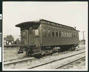 Train car of the Virginia & Truckee Railway in Carson City, Nevada, ca.1935